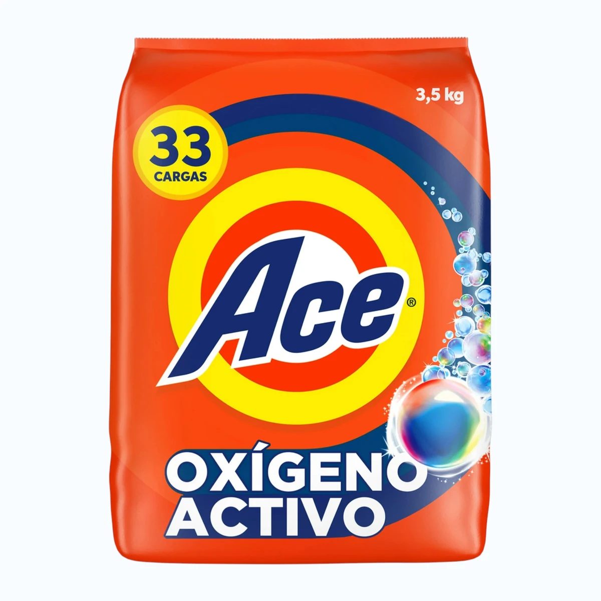 Detergente en Polvo Ace Limpieza Rápida, con Oxígeno Activo y Fácil Disolución,3.5kg
