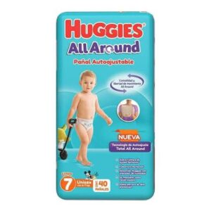 Pañales Huggies All Around autoajustables etapa 7 unisex 40 piezas