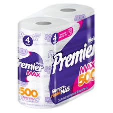 Papel higiénico Premier Max 4 rollos 500 hojas dobles