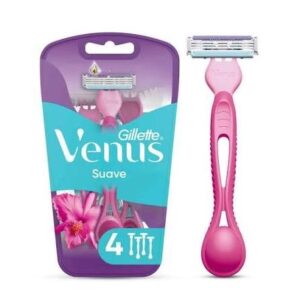 Rastrillo para Mujer Gillette Venus Suave con 3 Hojas para Depilar 4 pzas